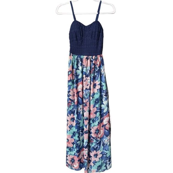 Lily Rose Maxi Dress w/Knit Top & Lined Floral Chiffon Skirt (Size: XS) - Picture 1 of 11